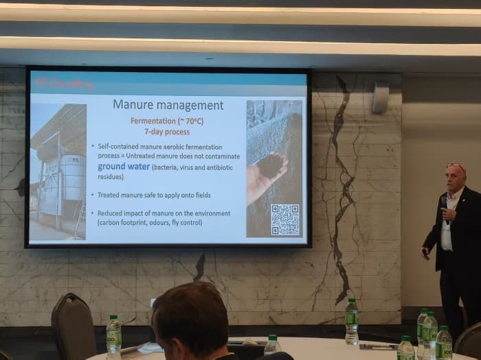 Dr. Vincent Guyonnet introduces the Bolong commercial compos machine on site.